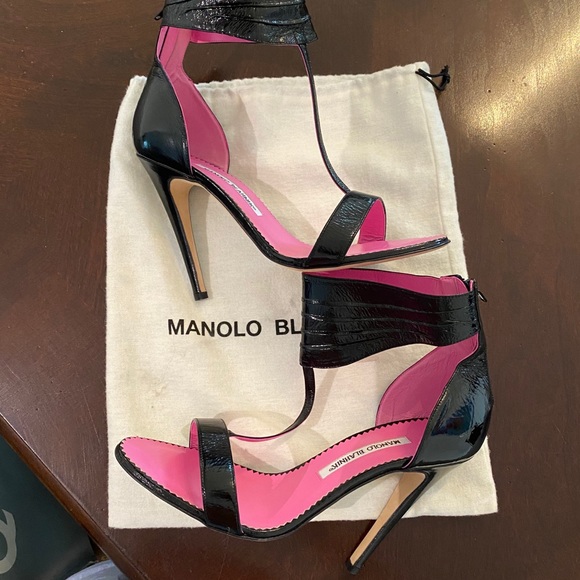 Authentic Manolo Blahnik black high heal sandals - Picture 8 of 16